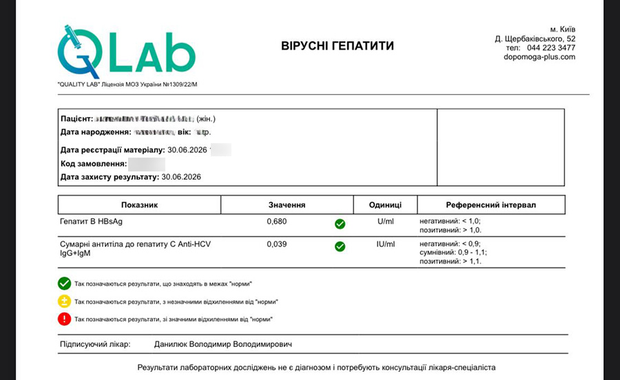 Translation: hepatitis negative