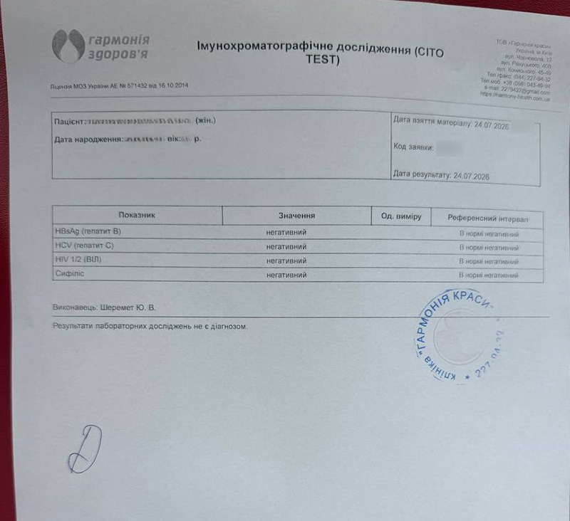 Анализ на СПИД, гепатит, сифилис